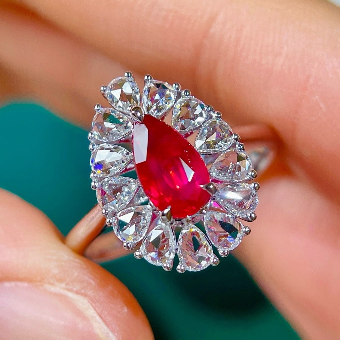 14k Gold 1.64 Ctw Vivid Red Natural Ruby & Diamond Ring - 8