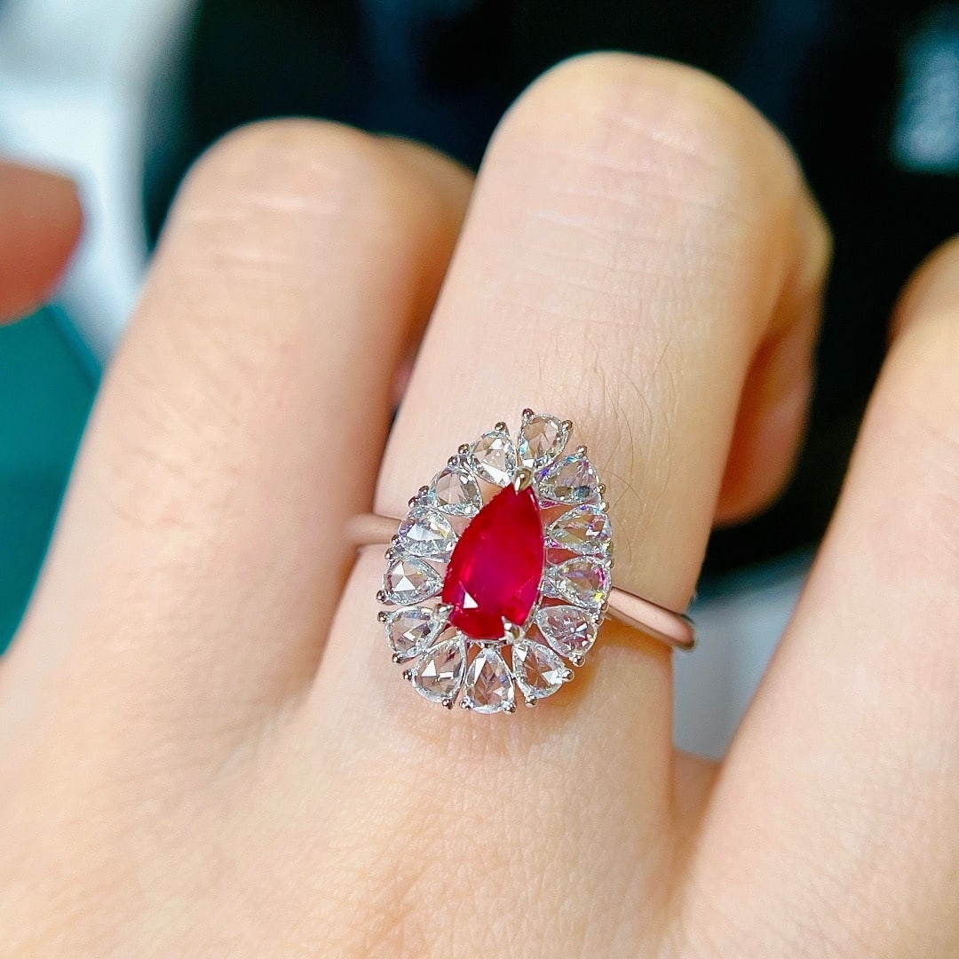 14k Gold 1.64 Ctw Vivid Red Natural Ruby & Diamond Ring - 9