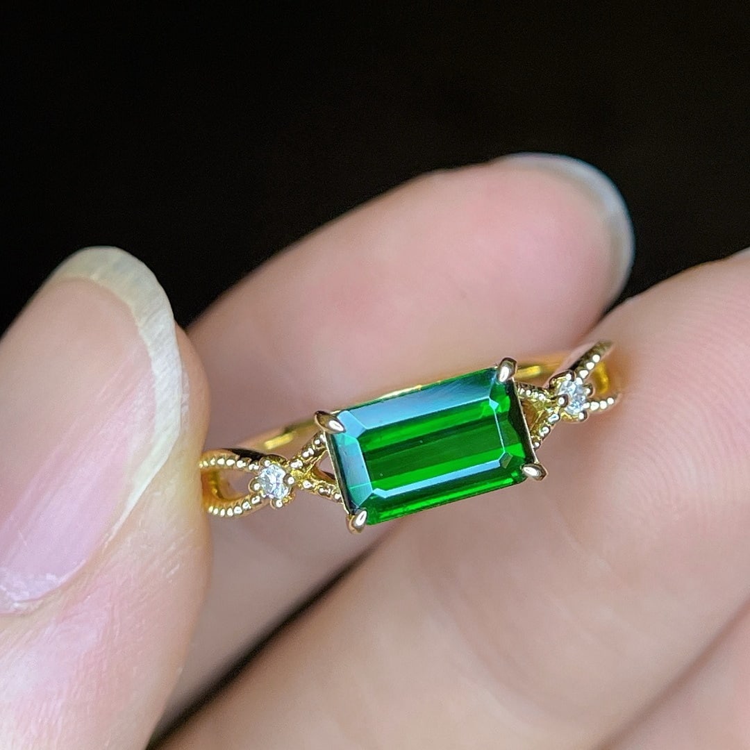 14k Gold 1.37 Ctw Natural Tsavorite & Diamond Ring - 2