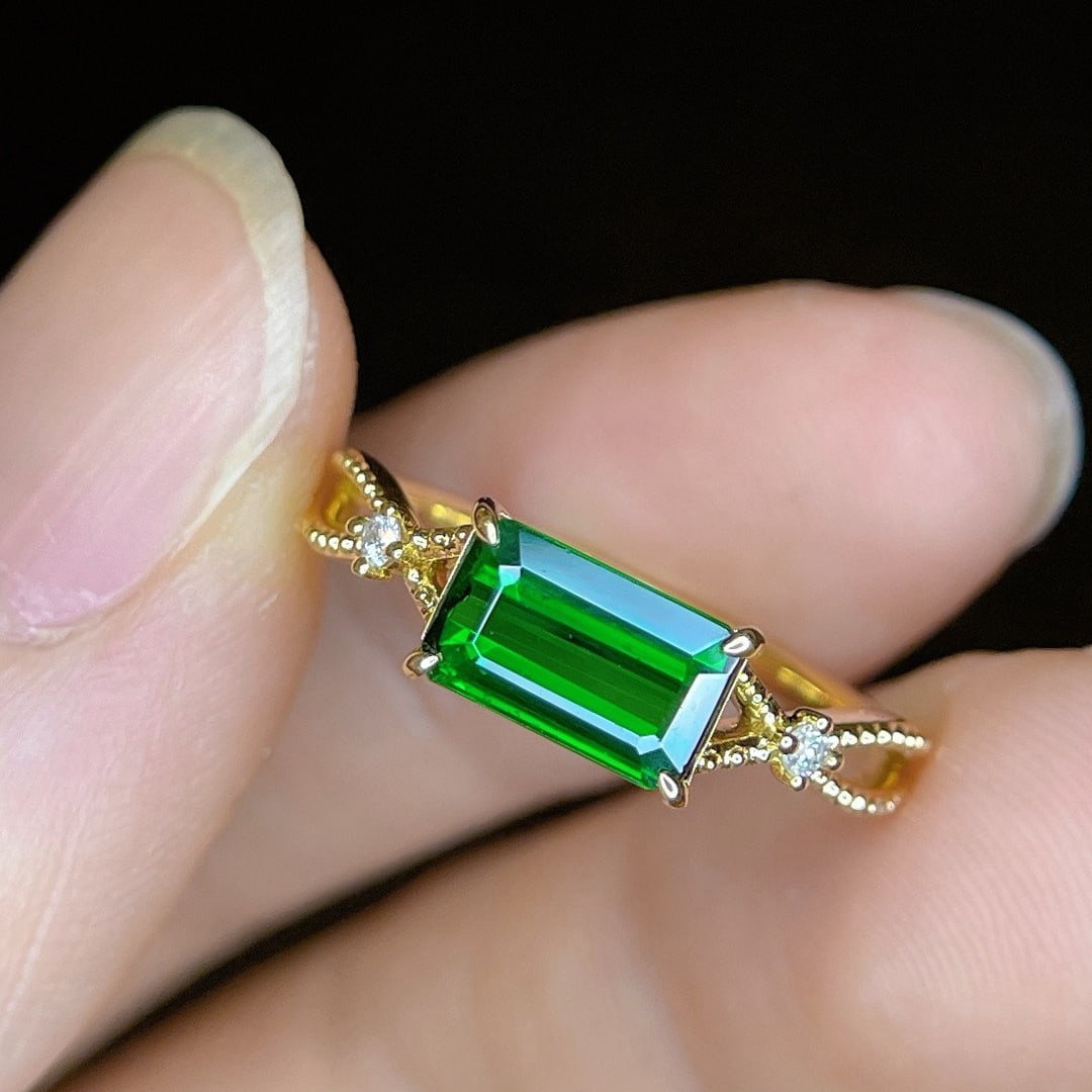 14k Gold 1.37 Ctw Natural Tsavorite & Diamond Ring - 3
