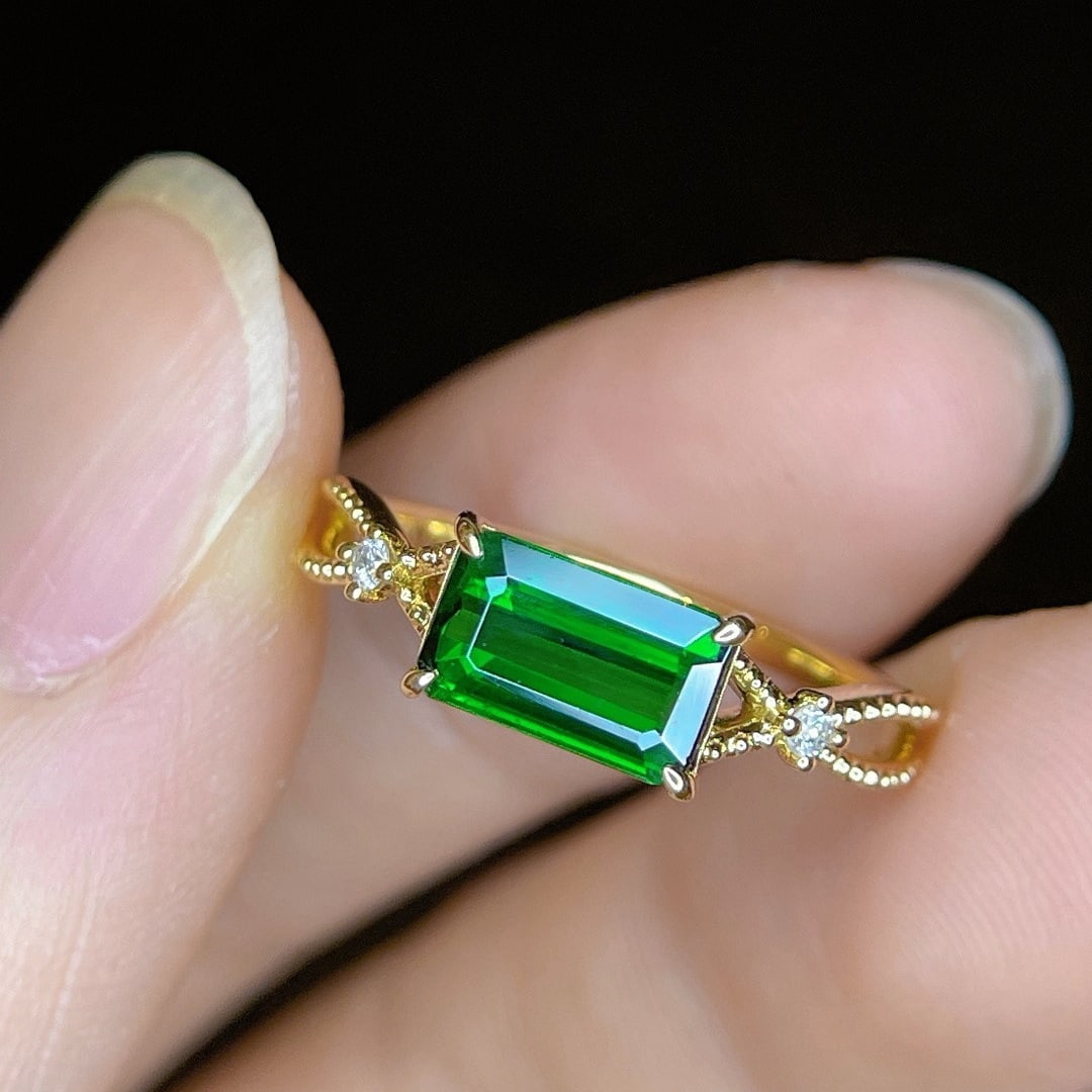 14k Gold 1.37 Ctw Natural Tsavorite & Diamond Ring - 4