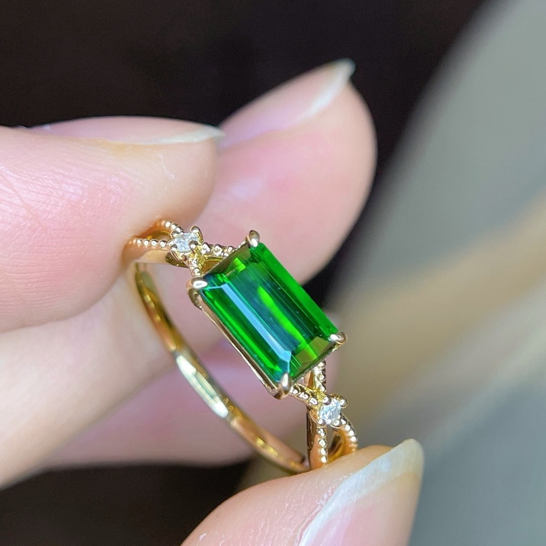 14k Gold 1.37 Ctw Natural Tsavorite & Diamond Ring - 5