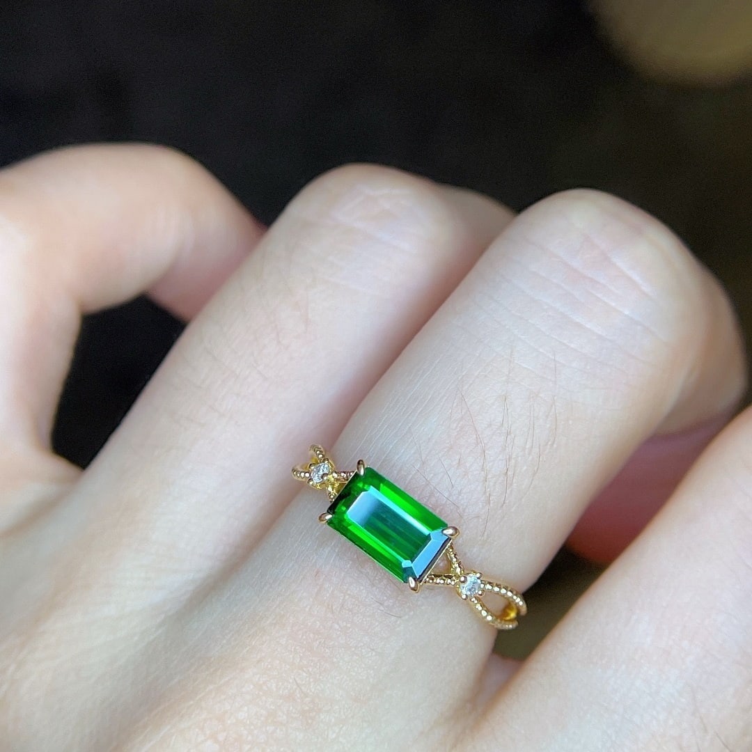 14k Gold 1.37 Ctw Natural Tsavorite & Diamond Ring - 7