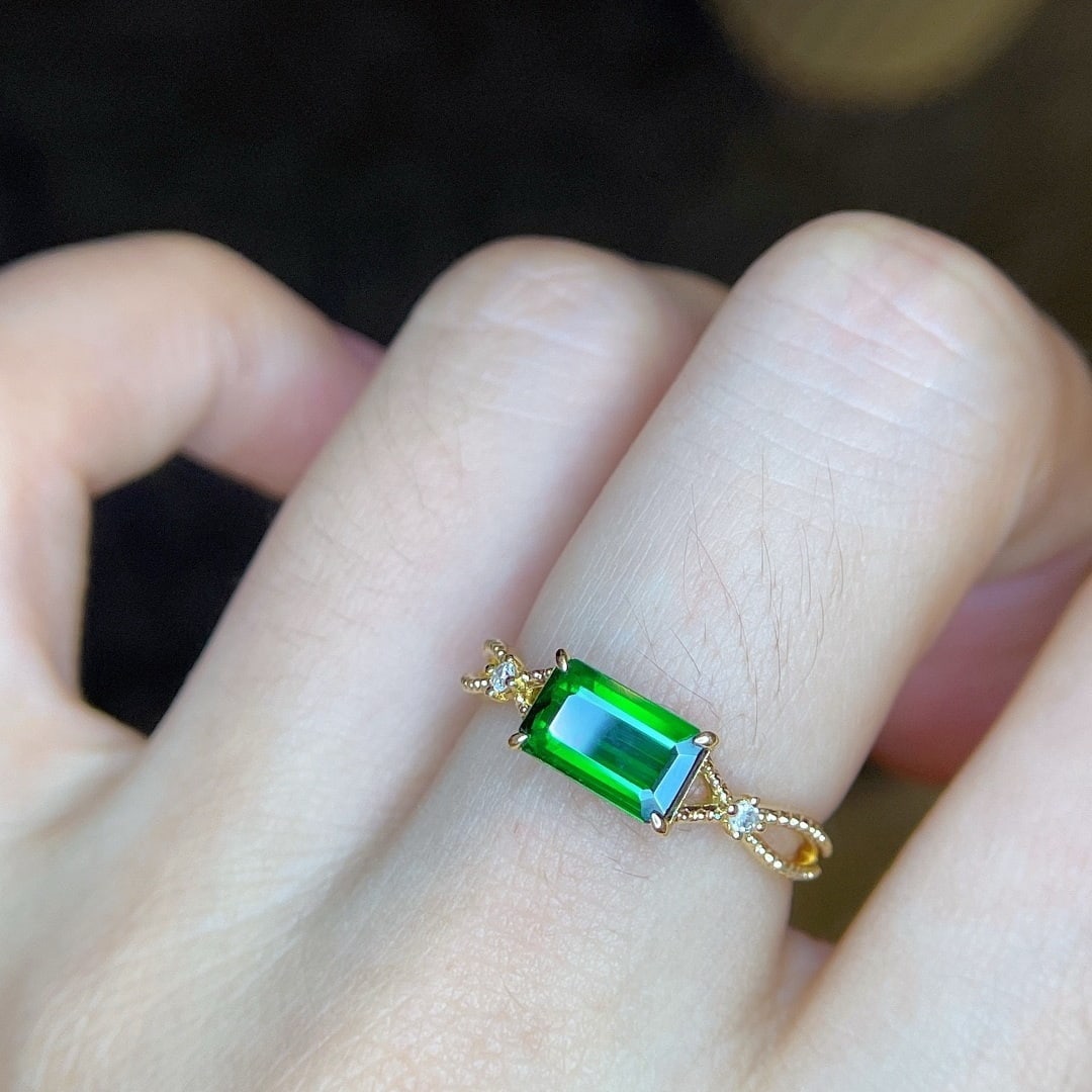 14k Gold 1.37 Ctw Natural Tsavorite & Diamond Ring - 8