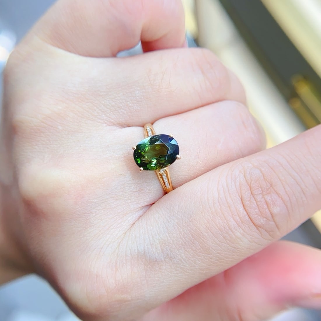 14k Gold 3.54 Ctw Natural Tourmaline & Diamond Ring - 4