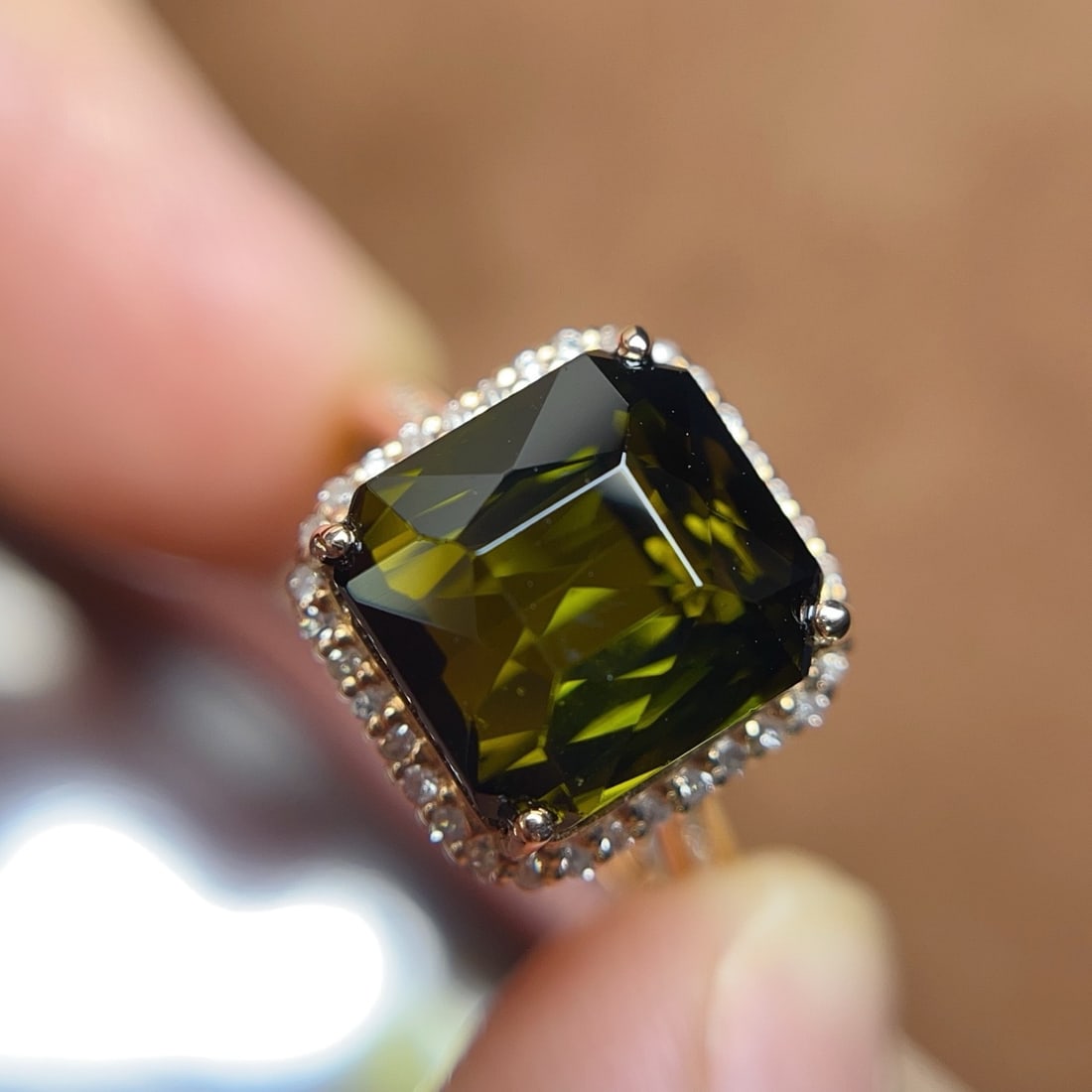 14k Gold 7.15 Ct Natural Tourmaline & Diamond Ring - 4