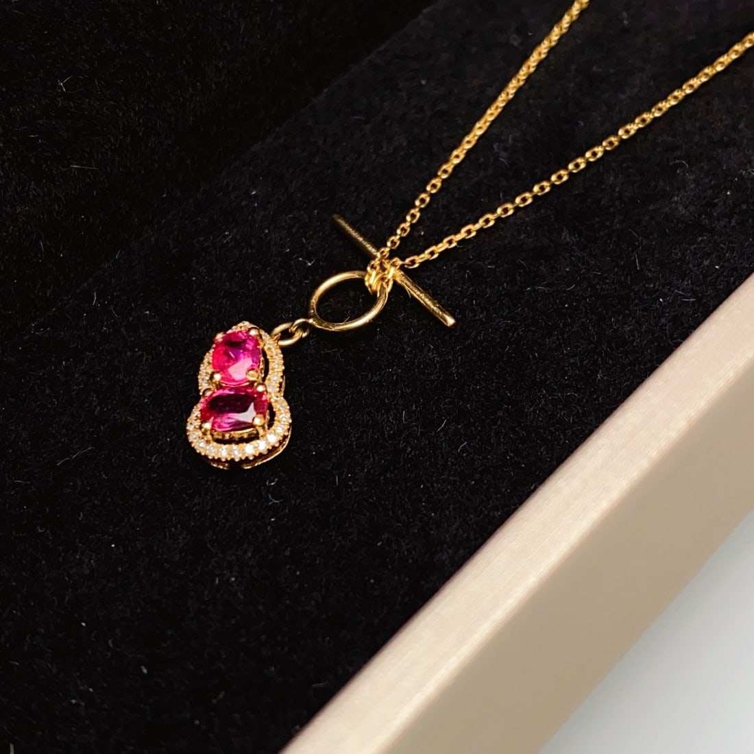 14k Gold 0.88 Ct Natural Ruby & Diamond Necklace - 3