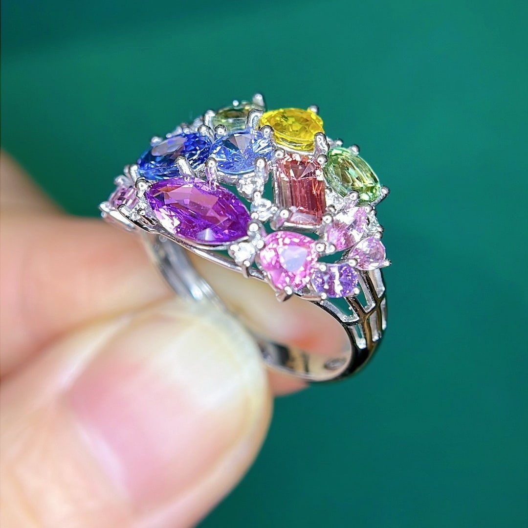14k Gold 4.67 Ctw Natural Sapphire & Diamond Ring - 2
