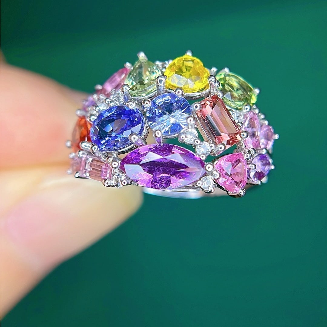 14k Gold 4.67 Ctw Natural Sapphire & Diamond Ring - 4
