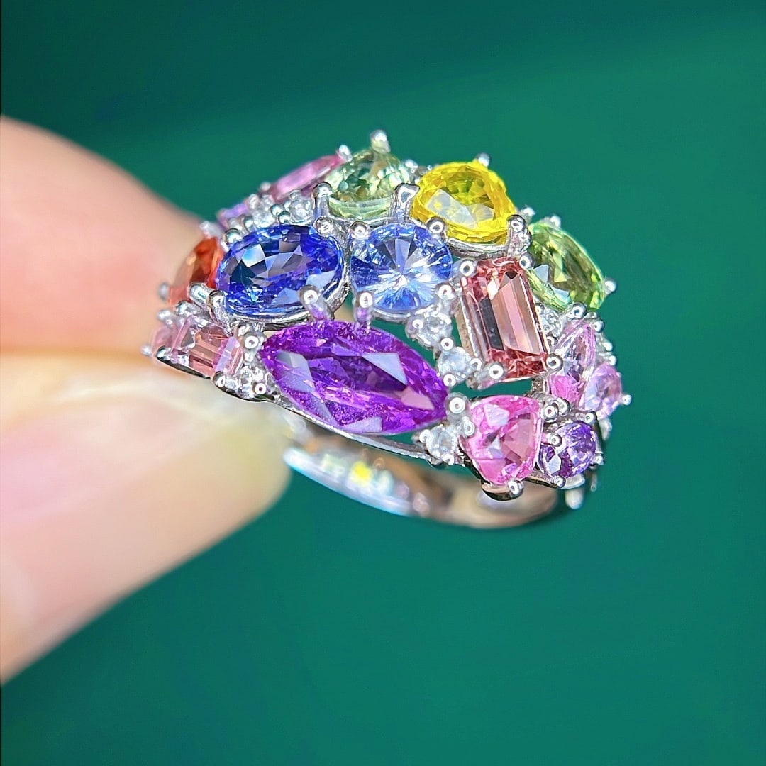 14k Gold 4.67 Ctw Natural Sapphire & Diamond Ring - 6