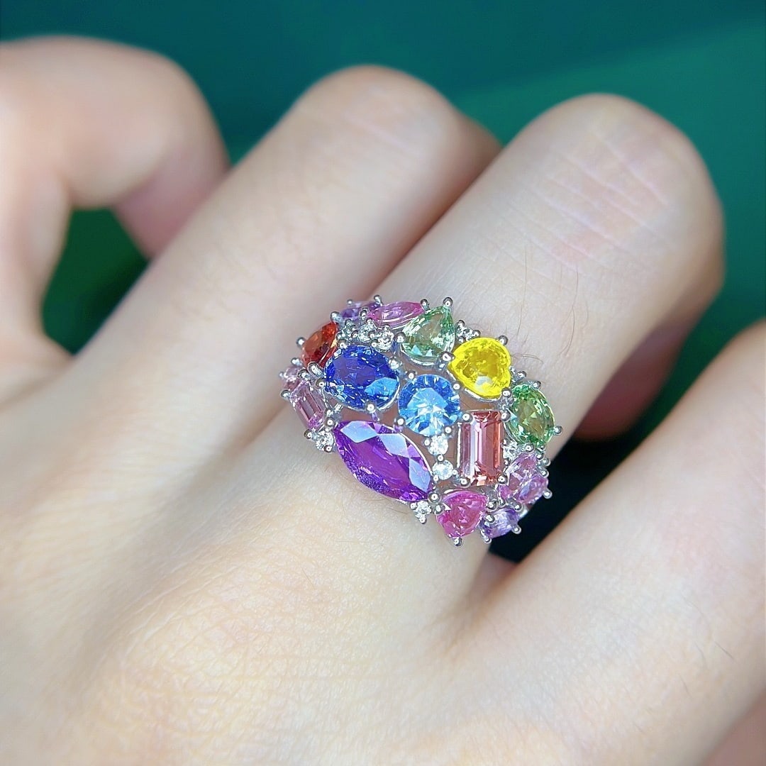 14k Gold 4.67 Ctw Natural Sapphire & Diamond Ring - 8