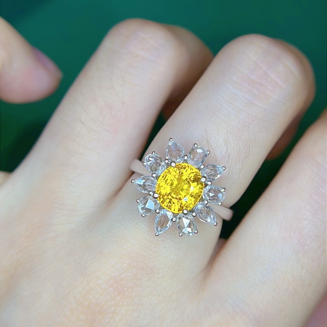 14k Gold 2.48 Ct Natural Sapphire Ring - 7