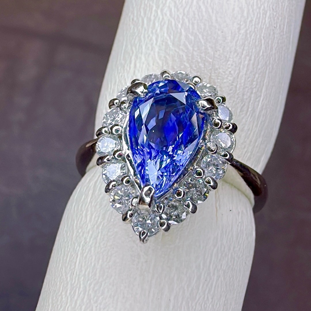 14k Gold 3.14 Ctw Natural Sapphire & Diamond Ring - 4