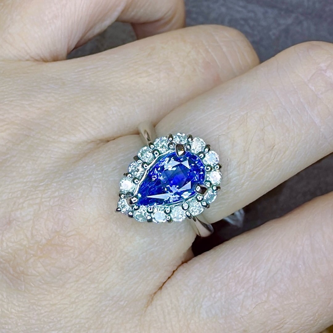 14k Gold 3.14 Ctw Natural Sapphire & Diamond Ring - 5
