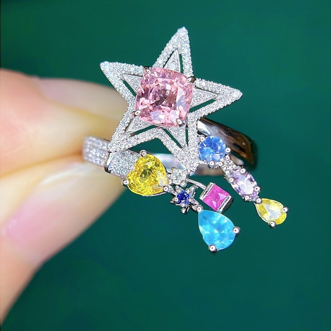 14k Gold 2.05 Ctw Natural Spinel & Sapphire Ring - 2