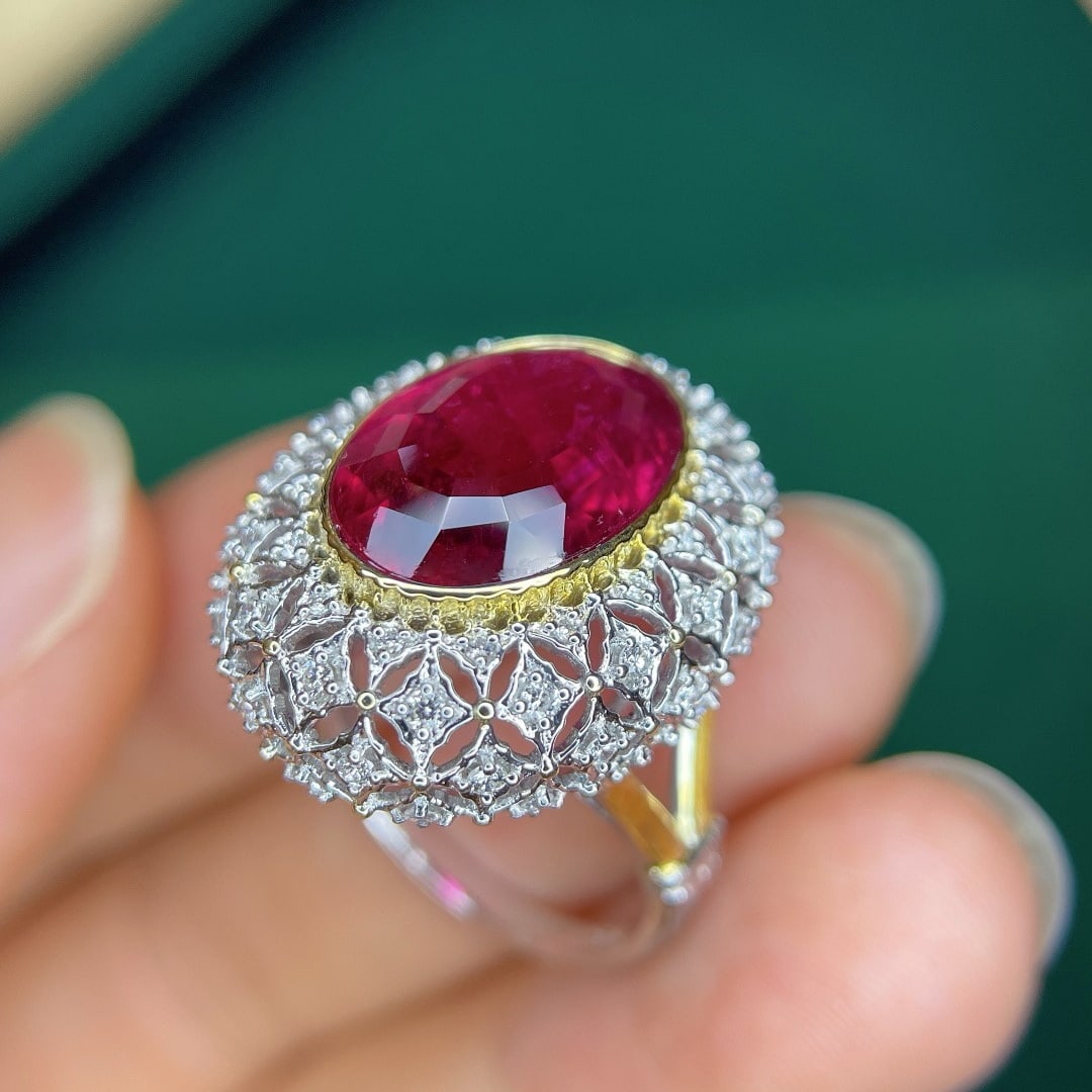 14k Gold 9.05 Ctw Natural Tourmaline & Diamond Ring - 5
