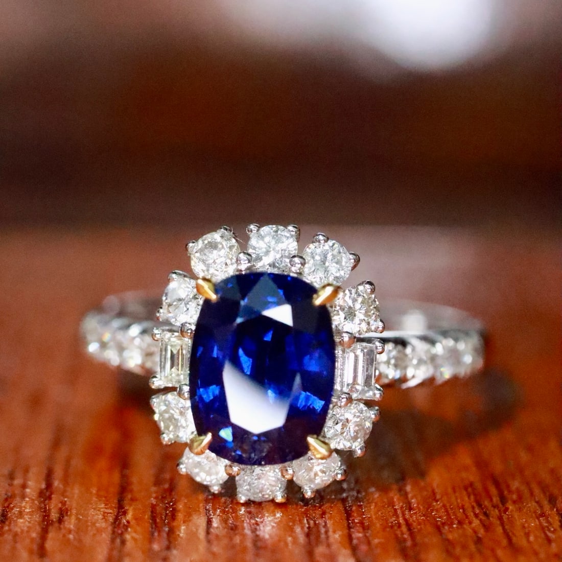 14k Gold 2.13 Ctw Natural Sapphire & Diamond Ring - 2