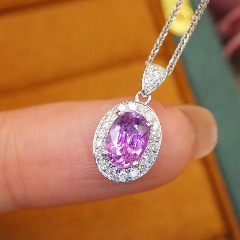 14k Gold 1.36 Ctw Natural Sapphire & Diamond Pendant( Without Chain ) - 3