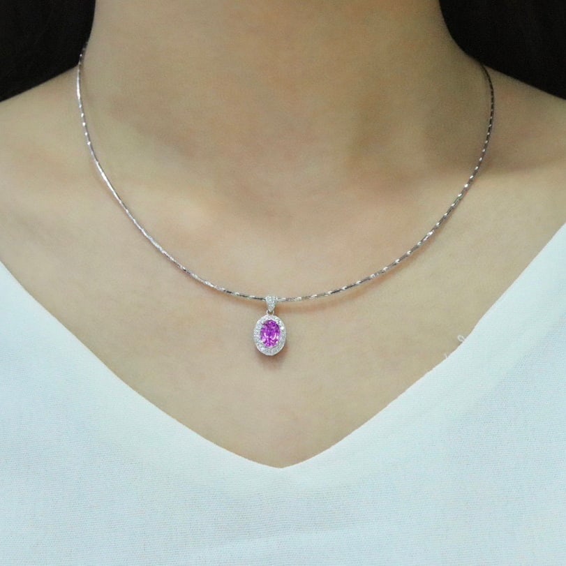14k Gold 1.36 Ctw Natural Sapphire & Diamond Pendant( Without Chain ) - 5
