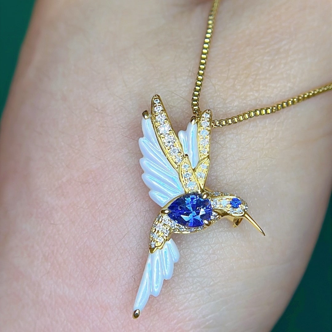 14k Gold 0.85 Ctw Natural Sapphire & Diamond Brooch/pendant( Without Chain ): Ref:231176150gold // content:14k // goldmain // gemstone:sapphireshape:pearcarat // weight:0. 7ct // color:bluetreatment:naturaladjacent // gemstone // 2 // : // diamondshape:roundcarat // weight:0. 1