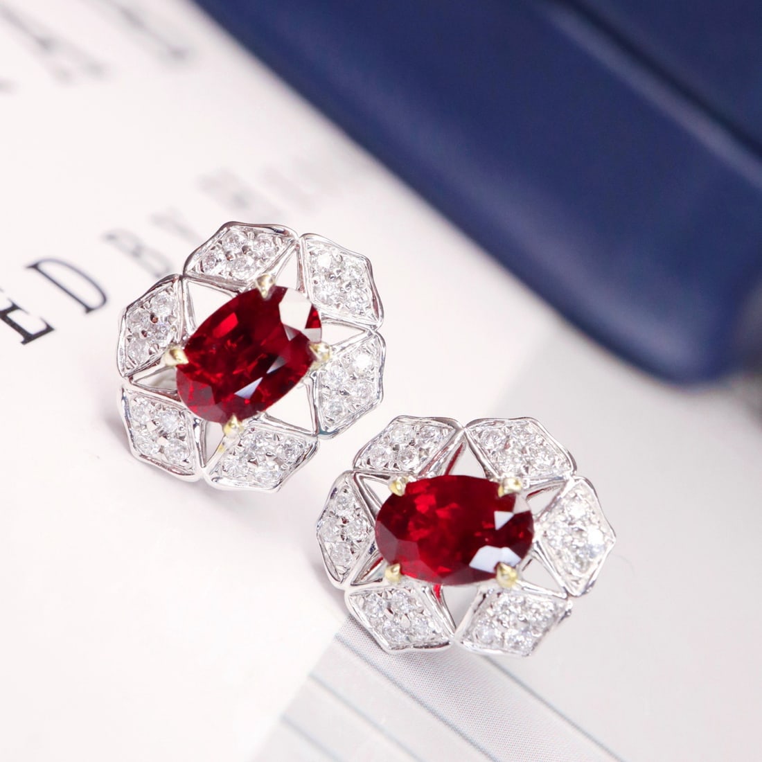 14k Gold 1.48 Ctw Natural Ruby & Diamond Earrings - 2