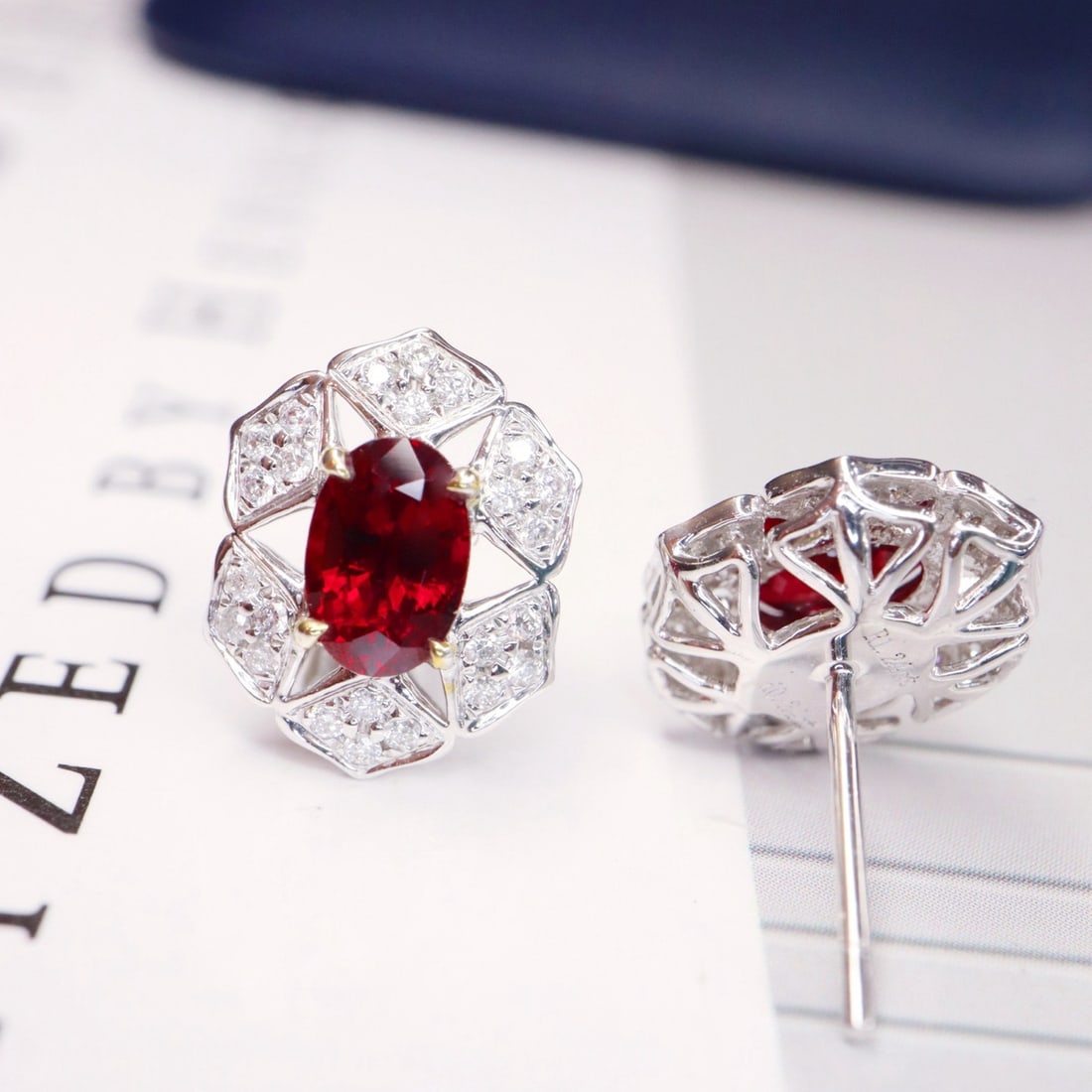 14k Gold 1.48 Ctw Natural Ruby & Diamond Earrings - 3