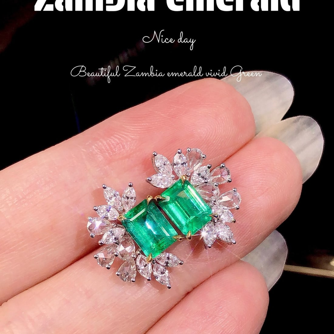 14k Gold 3.06 Ctw Vivid Green Natural Emerald & Diamond Earrings - 4