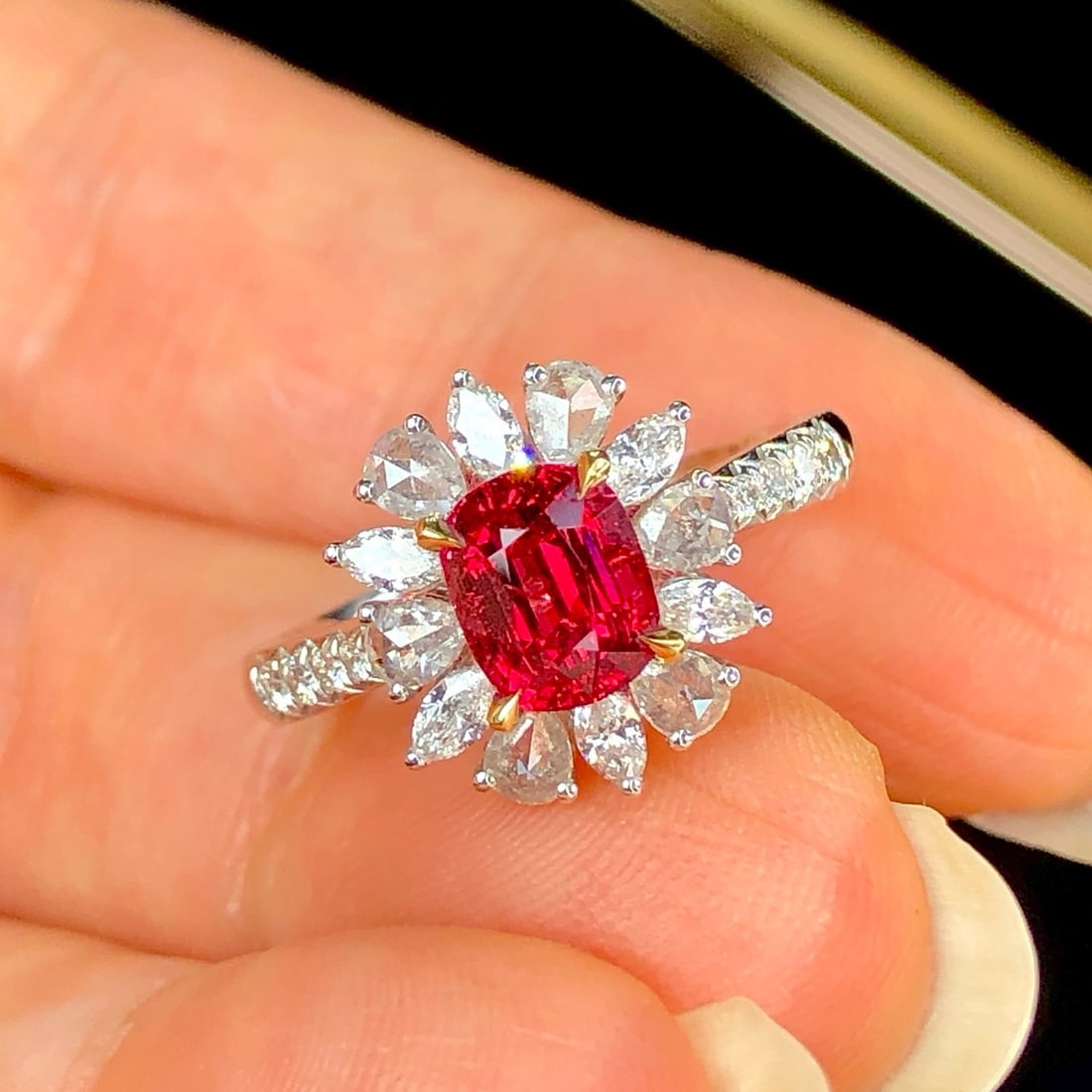 14k Gold 1.97 Ctw Natural Spinel & Diamond Ring - 2
