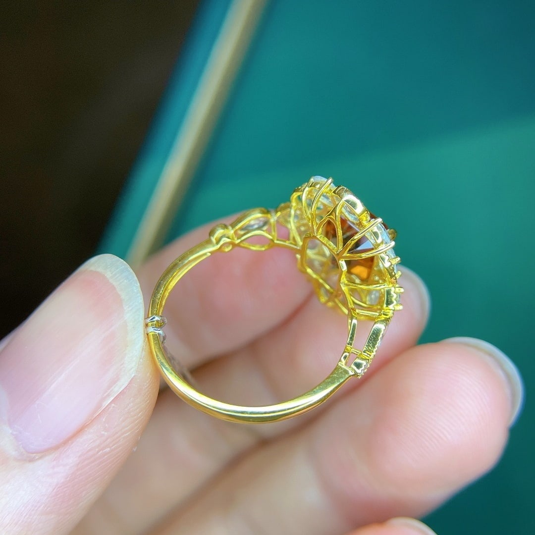 14k Gold 4.14 Ctw Natural Spessartine & Sapphire Ring - 7