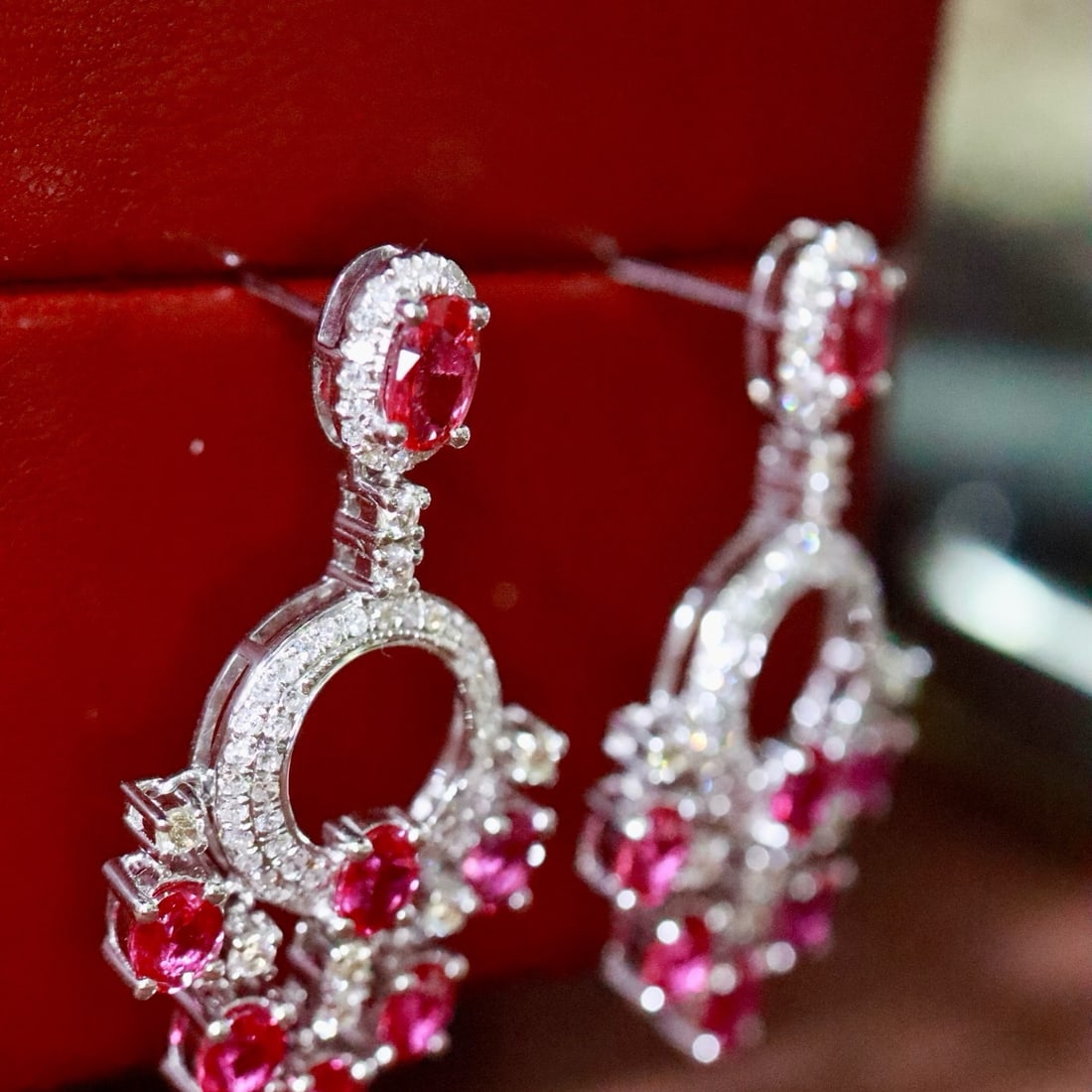 14k Gold 3.11 Ctw Natural Ruby & Diamond Earrings - 3