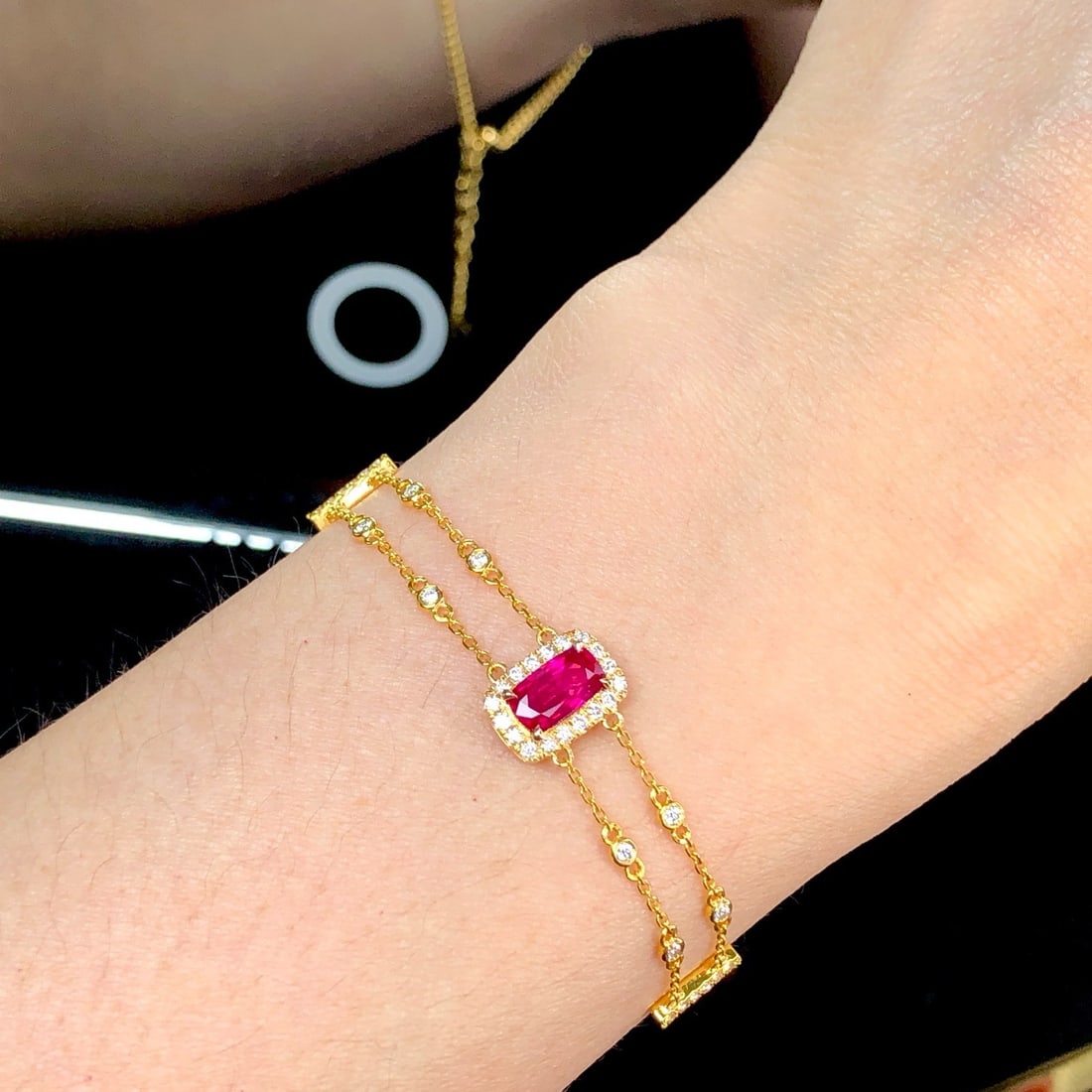 14k Gold 1.33 Ctw Natural Ruby & Diamond Bracelet - 3