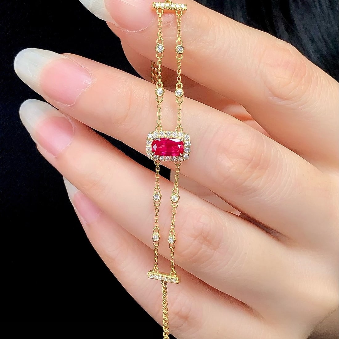 14k Gold 1.33 Ctw Natural Ruby & Diamond Bracelet - 5