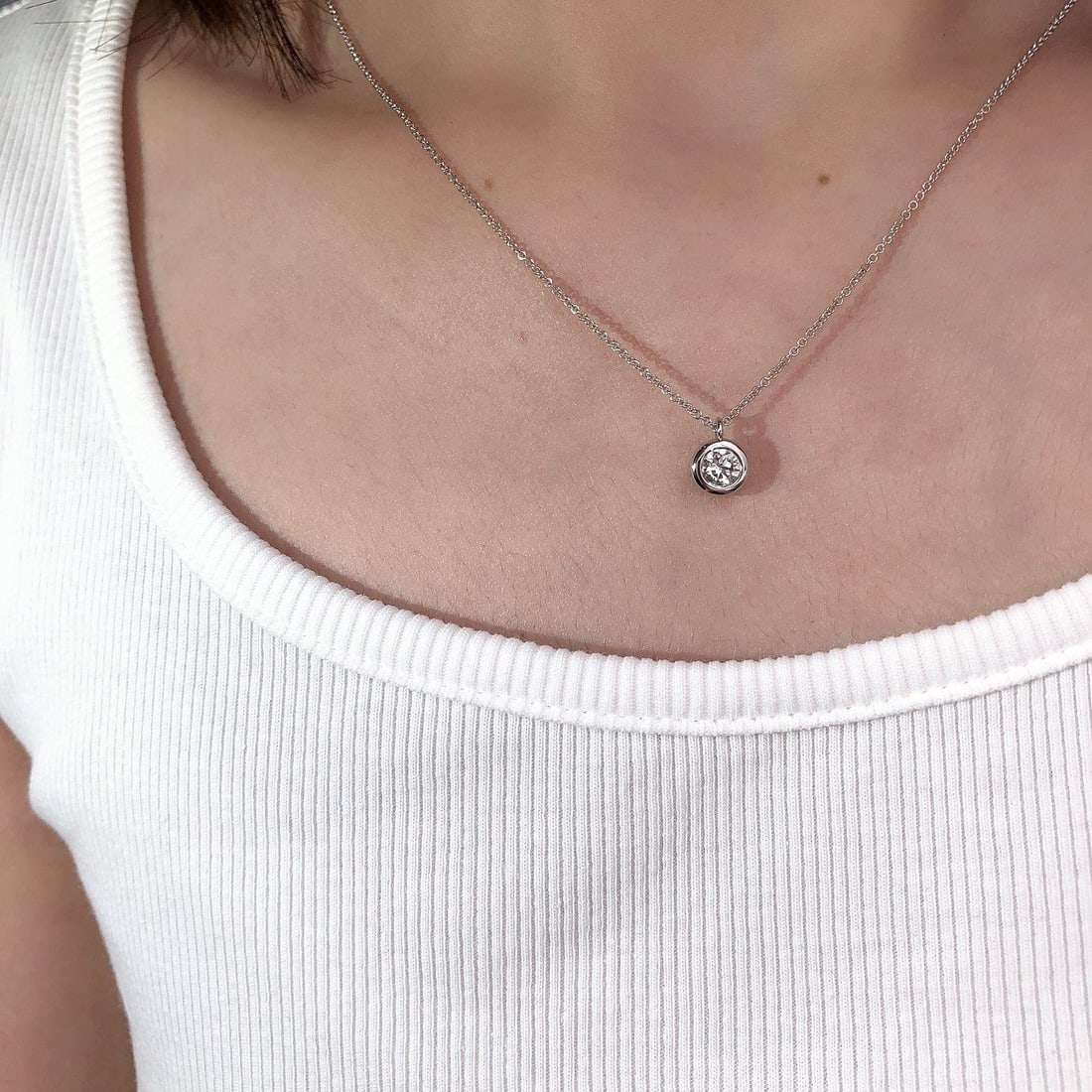 14k Gold 0.52 Ct Natural H Diamond Necklace - 4