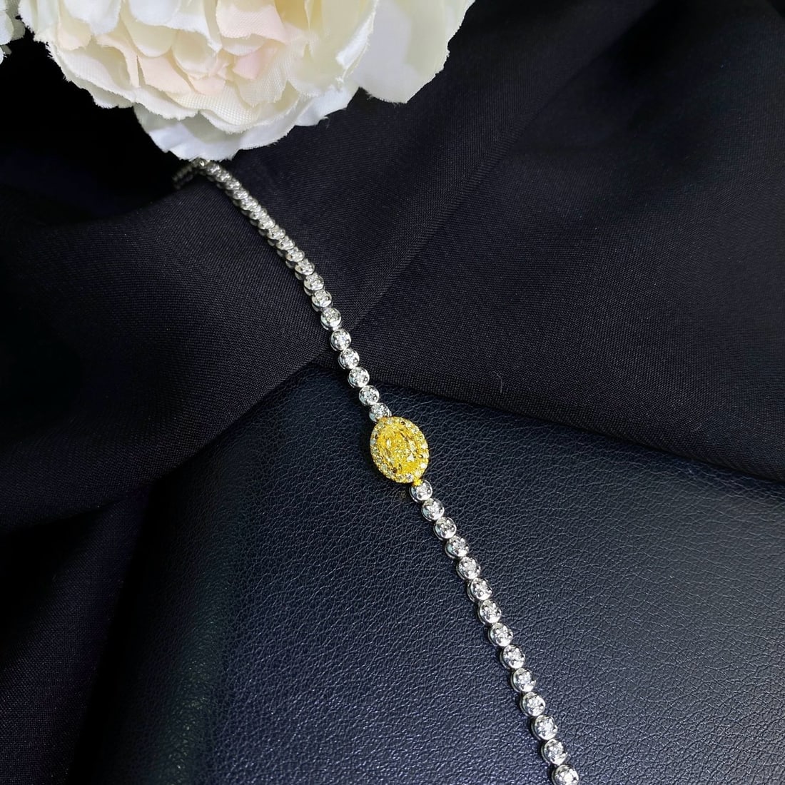 Gia Certified 14k Gold 1.45 Ctw Natural Yellow Diamond & Diamond Bracelet - 3