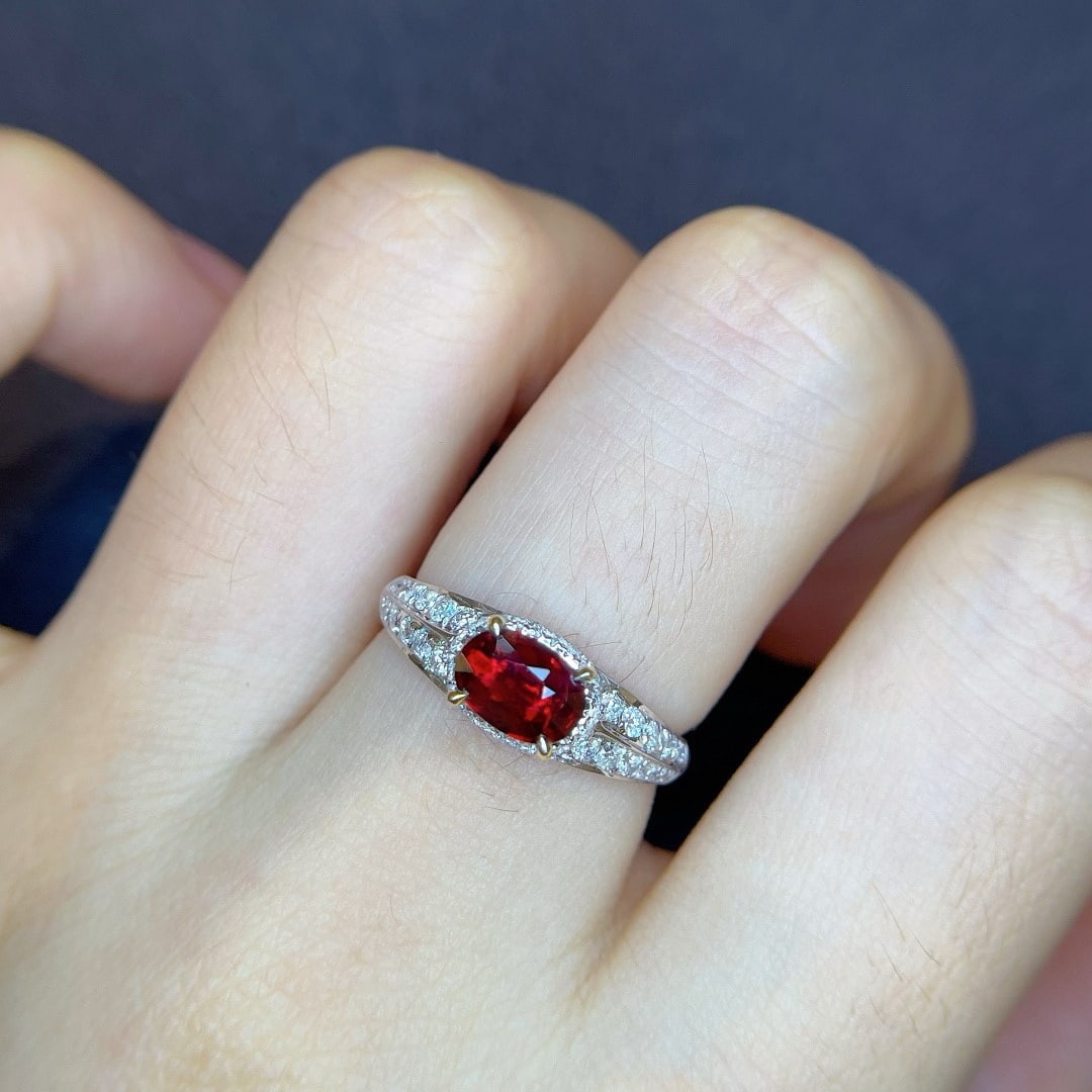 14k Gold 1.31 Ctw Vivid Red Natural Ruby & Diamond Ring - 7