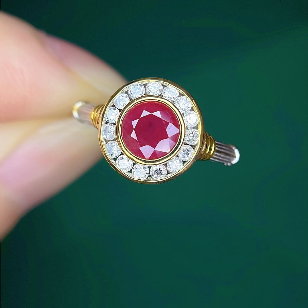14k Gold 1.43 Ctw Vivid Red Natural Ruby & Diamond Ring - 2