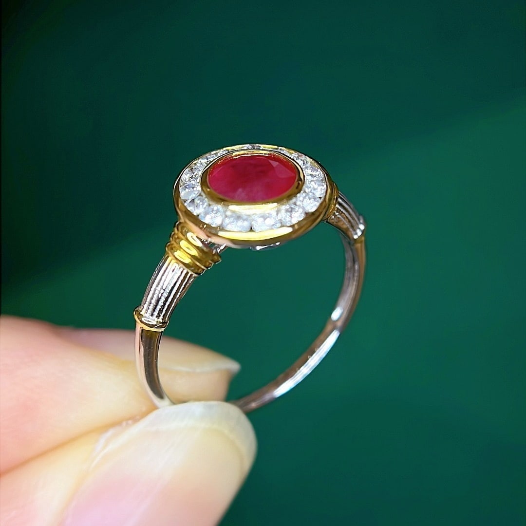 14k Gold 1.43 Ctw Vivid Red Natural Ruby & Diamond Ring - 4