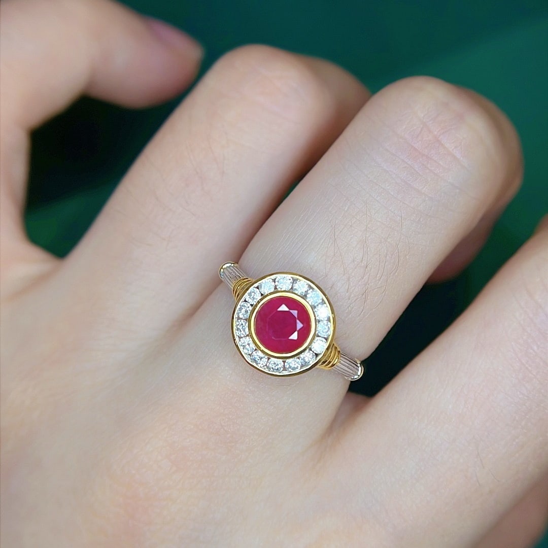 14k Gold 1.43 Ctw Vivid Red Natural Ruby & Diamond Ring - 5
