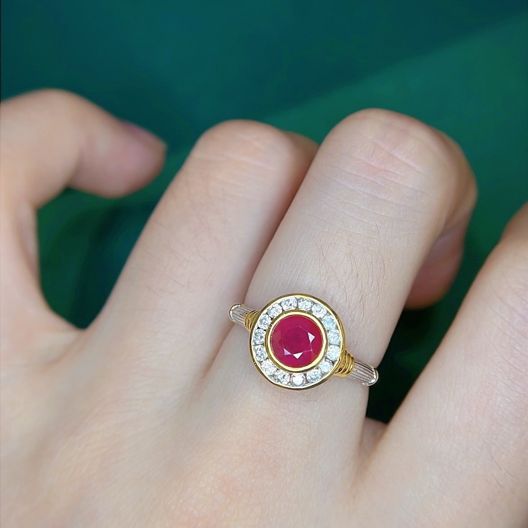 14k Gold 1.43 Ctw Vivid Red Natural Ruby & Diamond Ring - 6