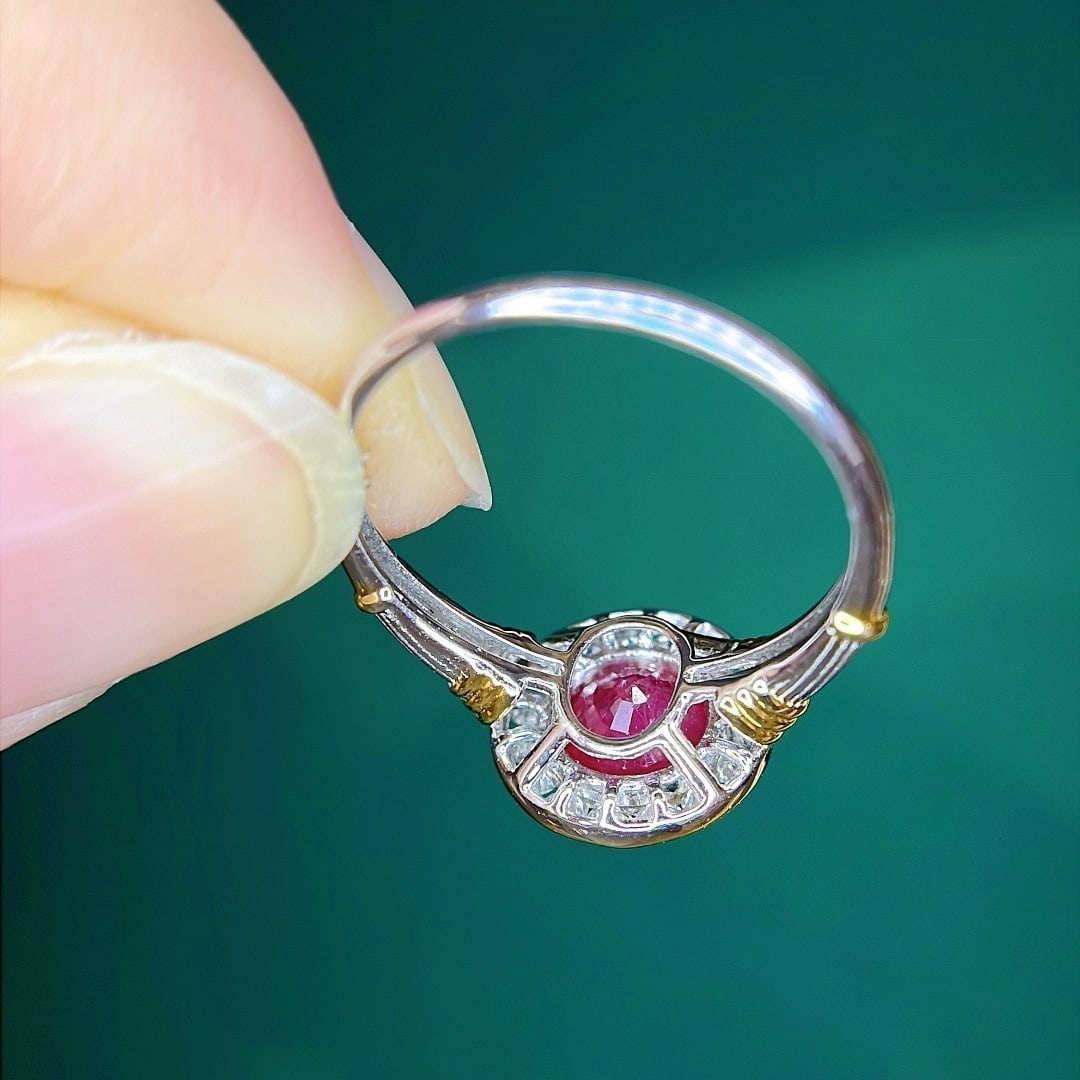 14k Gold 1.43 Ctw Vivid Red Natural Ruby & Diamond Ring - 7