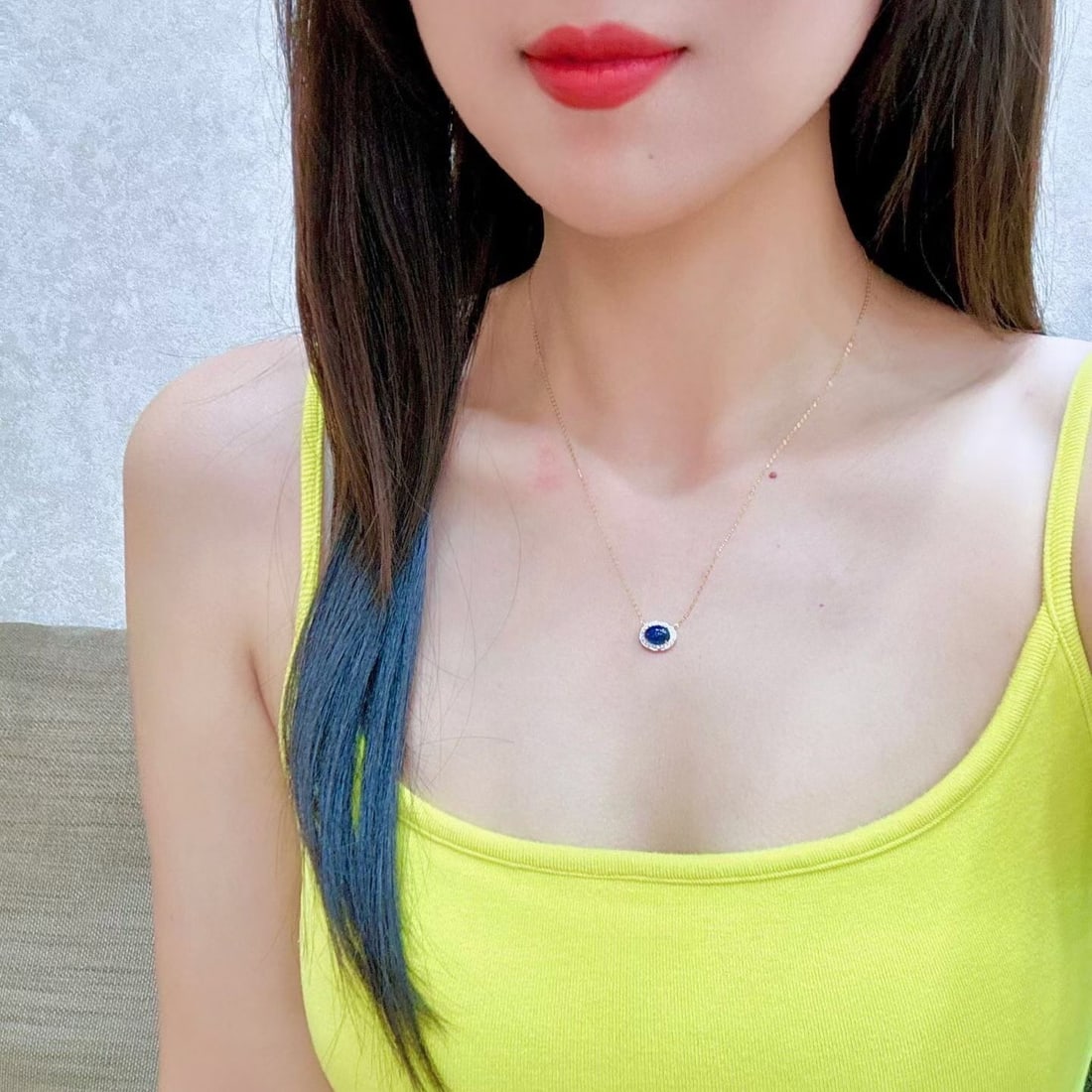 14k Gold 2.57 Ctw Natural Sapphire & Diamond Necklace - 4