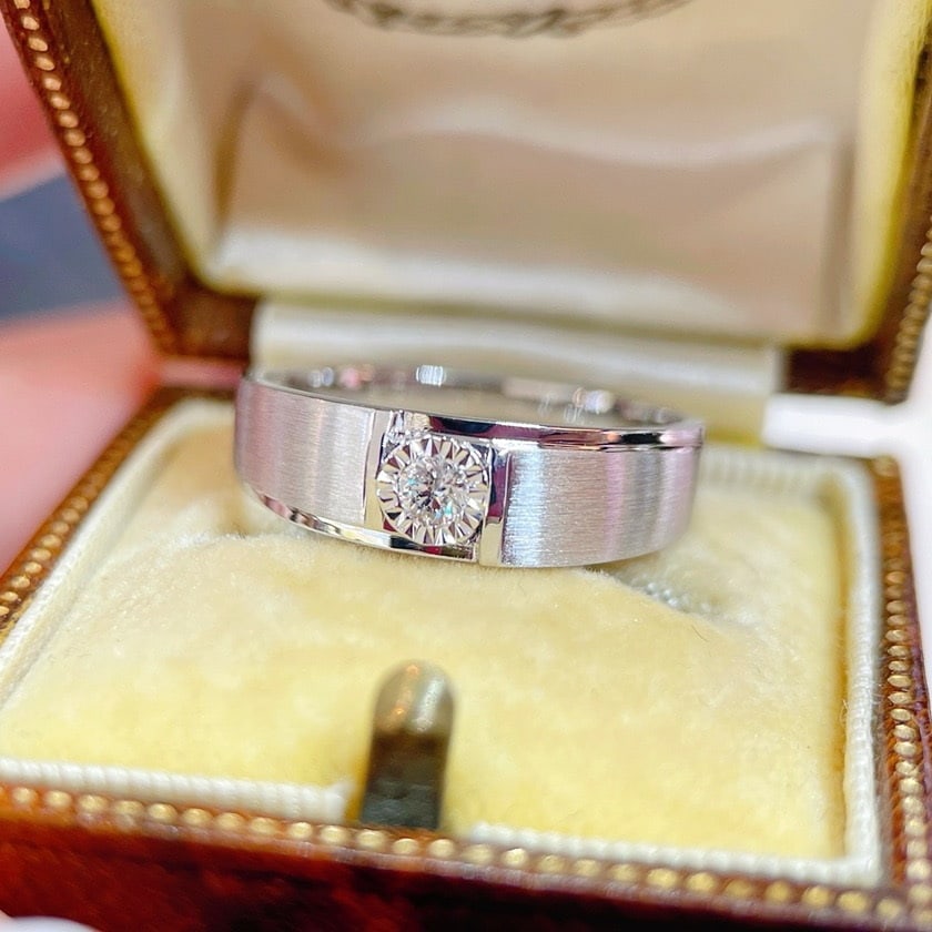 14k Gold 0.1 Ct Natural H Diamond & Men¡¯s Ring - 2