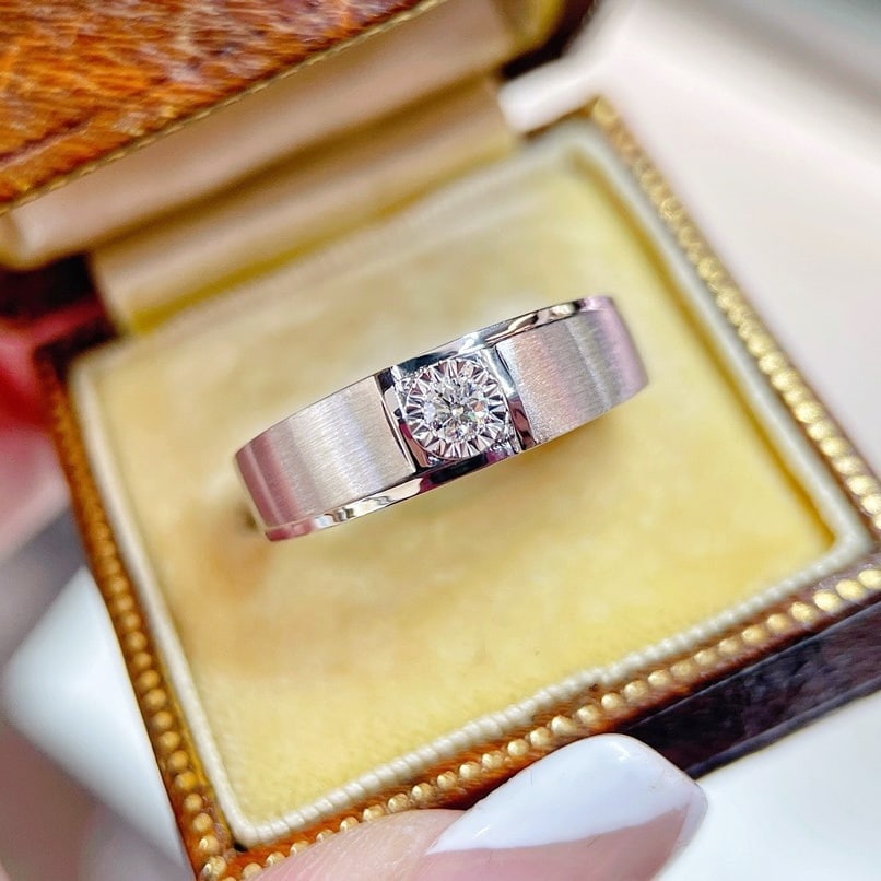 14k Gold 0.1 Ct Natural H Diamond & Men¡¯s Ring - 3