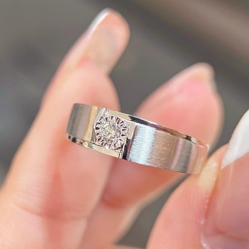 14k Gold 0.1 Ct Natural H Diamond & Men¡¯s Ring - 4
