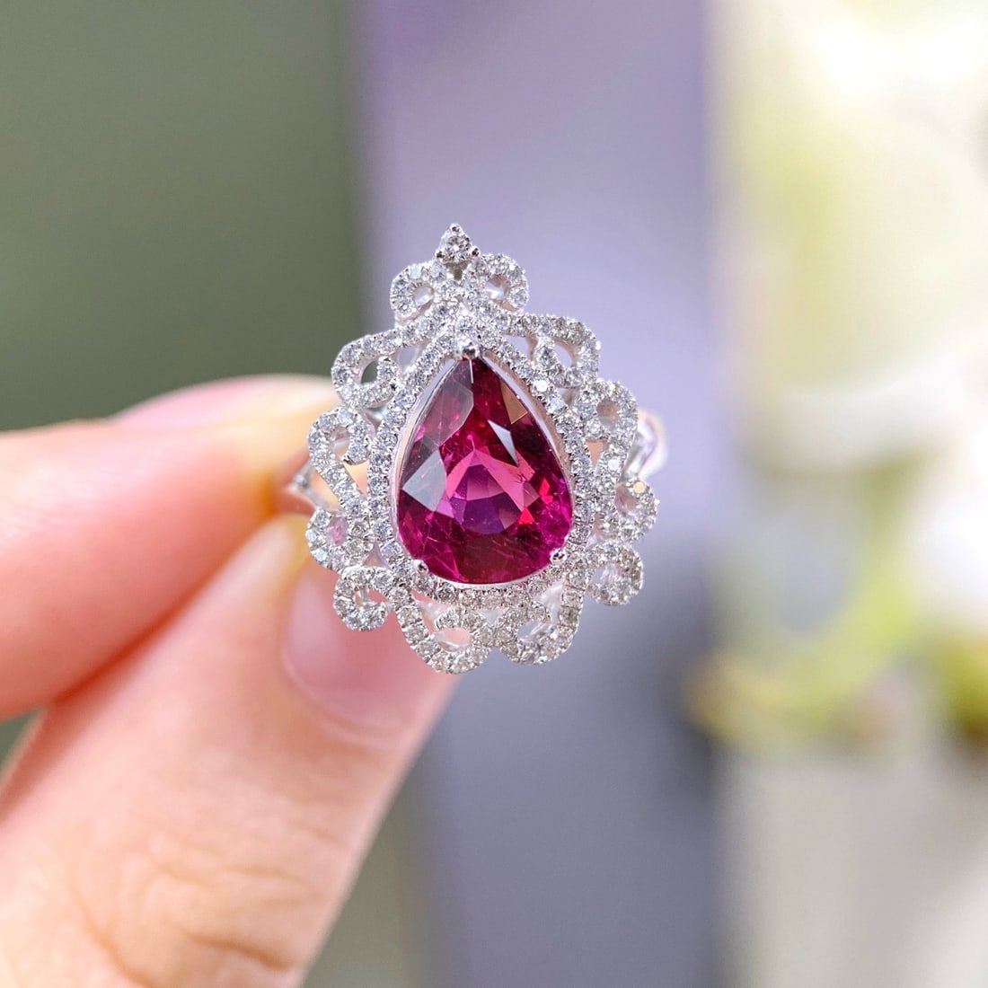 14k Gold 2.81 Ctw Natural Tourmaline & Diamond Ring - 2