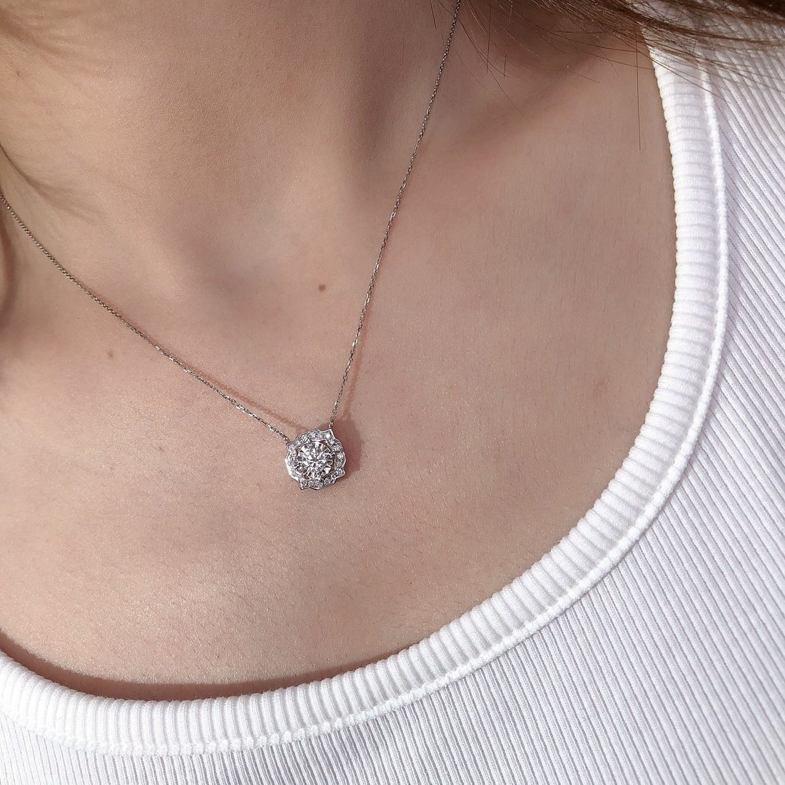 14k Gold 0.39 Ctw Natural H Diamond Necklace - 5