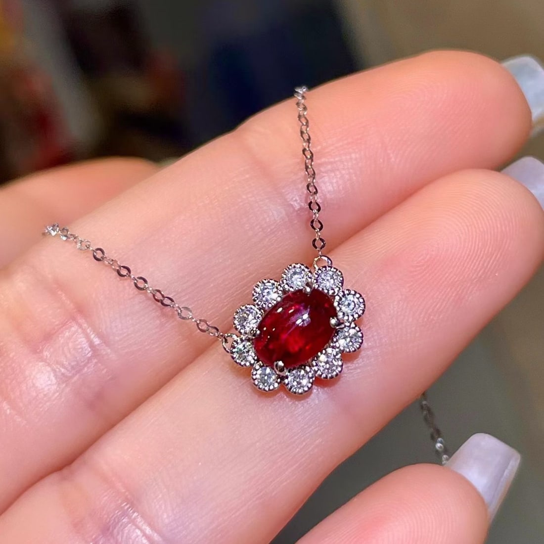 14k Gold 0.98 Ctw Natural Ruby & Diamond Necklace - 2