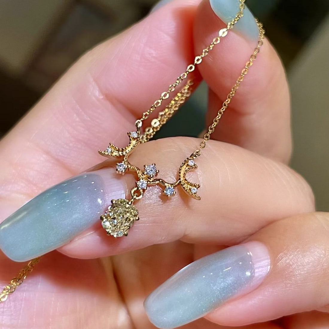 14k Gold 1.07 Ctw Natural Yellow Diamond & Diamond Necklace - 2