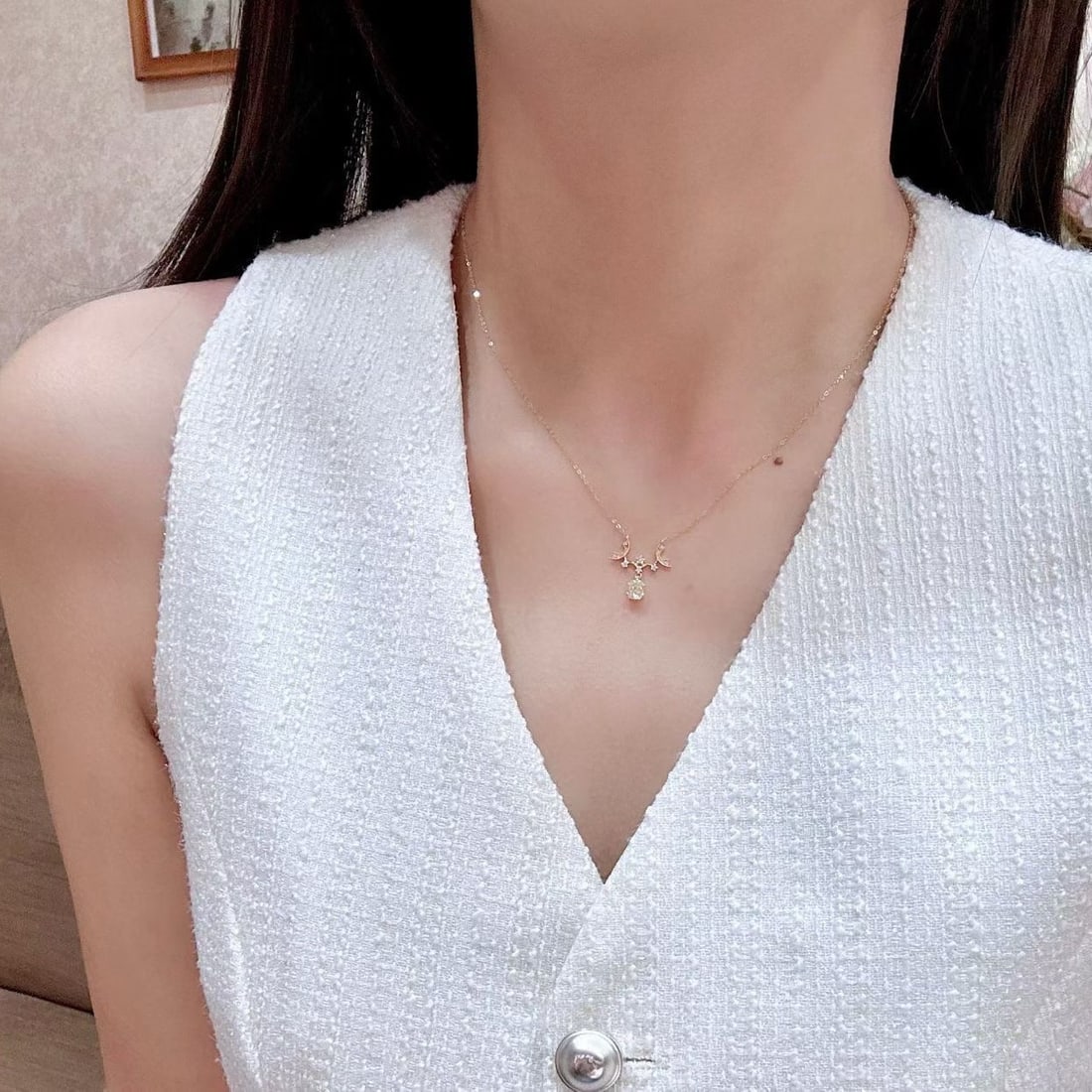 14k Gold 1.07 Ctw Natural Yellow Diamond & Diamond Necklace - 4