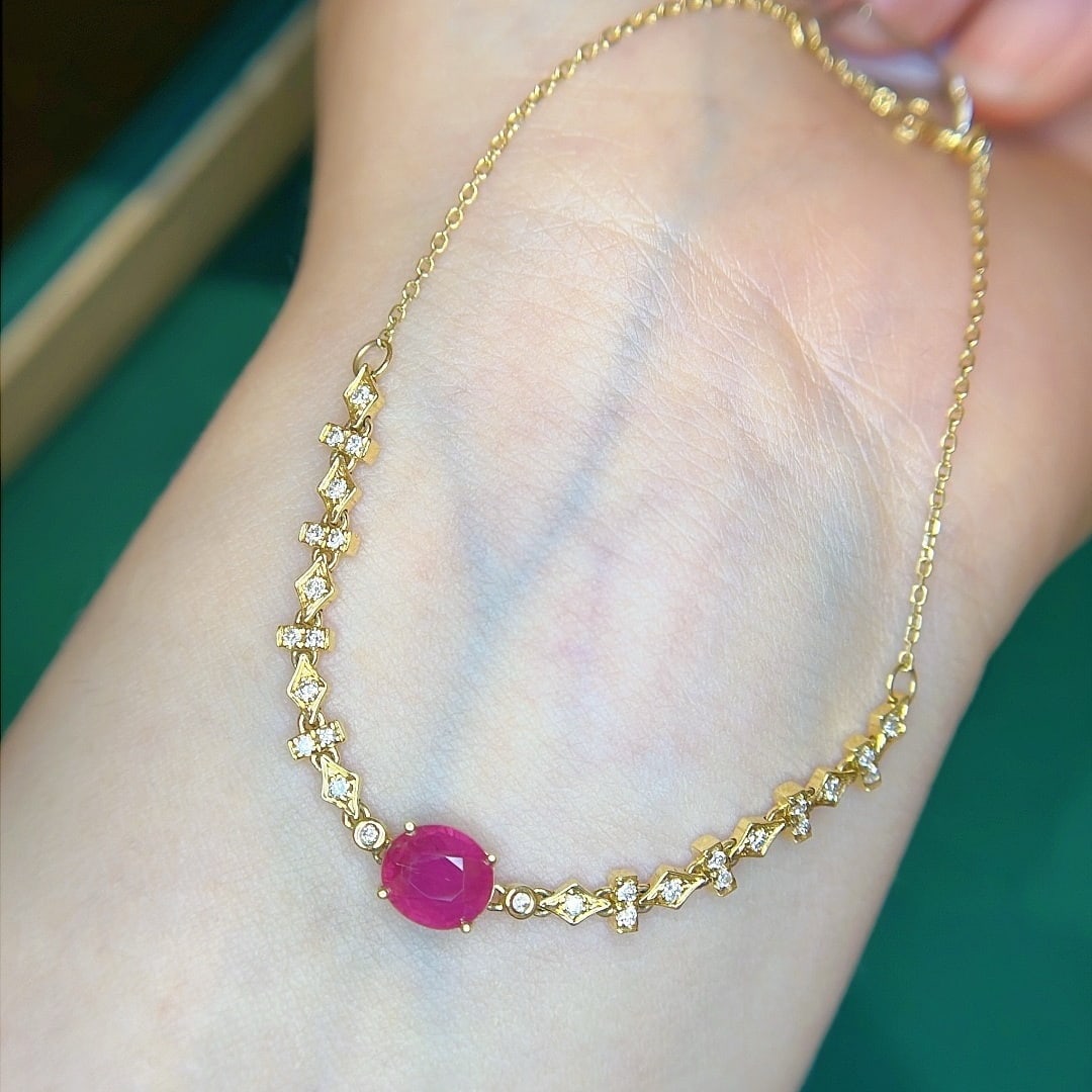 14k Gold 1.35 Ctw Natural Ruby & Diamond Bracelet - 3